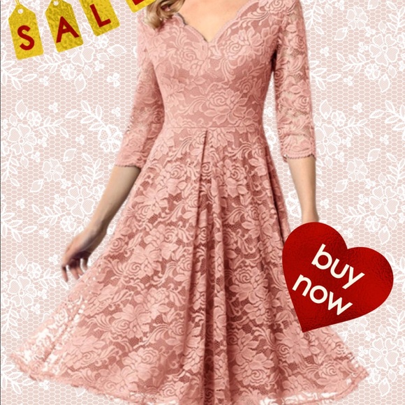 Women's Plus Size 2X Blush-tone Lace Party Dress - Picture 1 of 3